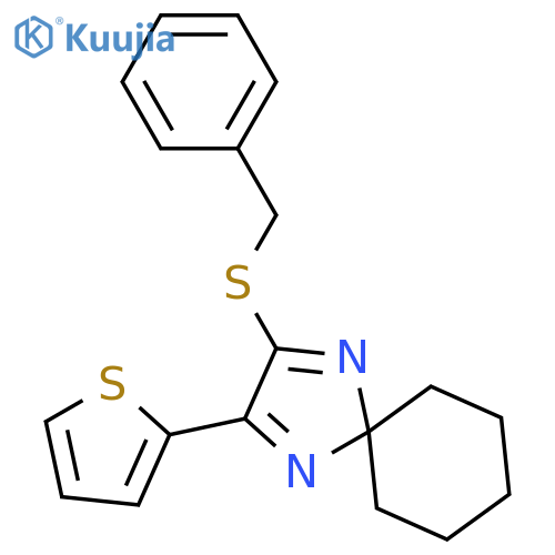 2-(benzylsulfanyl)-3-(thiophen-2-yl)-1,4-diazaspiro[4.5]deca-1,3-diene structure