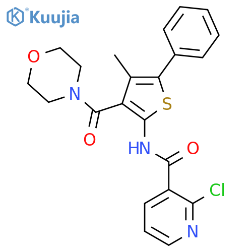 2-chloro-N-[4-methyl-3-(morpholine-4-carbonyl)-5-phenylthiophen-2-yl]pyridine-3-carboxamide structure