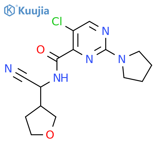 5-chloro-N-[cyano(oxolan-3-yl)methyl]-2-(pyrrolidin-1-yl)pyrimidine-4-carboxamide structure