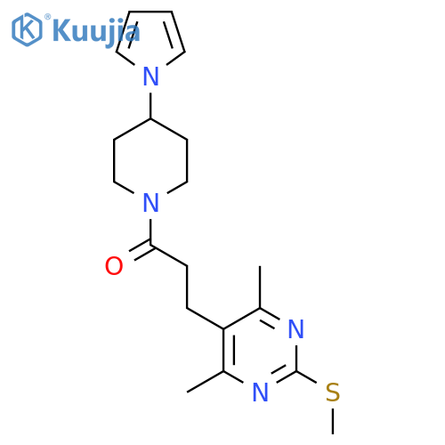 3-[4,6-dimethyl-2-(methylsulfanyl)pyrimidin-5-yl]-1-[4-(1H-pyrrol-1-yl)piperidin-1-yl]propan-1-one structure
