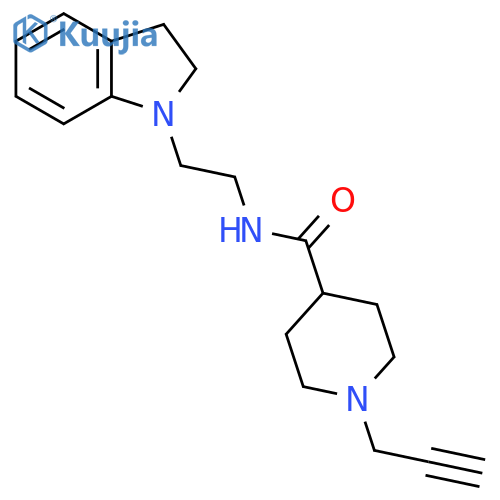 N-[2-(2,3-dihydro-1H-indol-1-yl)ethyl]-1-(prop-2-yn-1-yl)piperidine-4-carboxamide structure