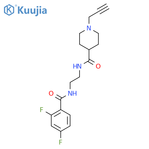 N-{2-[(2,4-difluorophenyl)formamido]ethyl}-1-(prop-2-yn-1-yl)piperidine-4-carboxamide structure