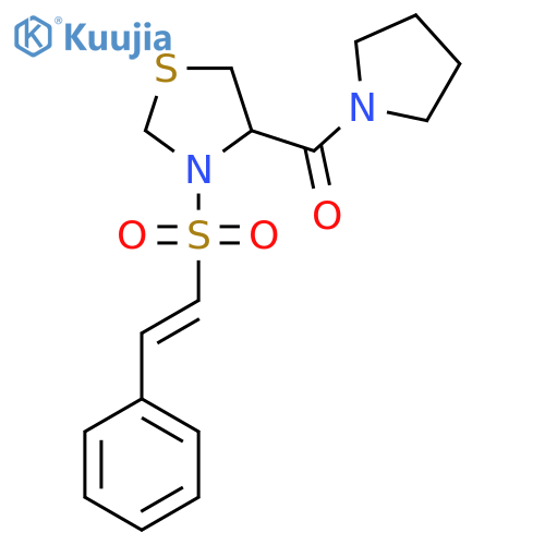 3-(2-Phenylethenesulfonyl)-4-(pyrrolidine-1-carbonyl)-1,3-thiazolidine structure