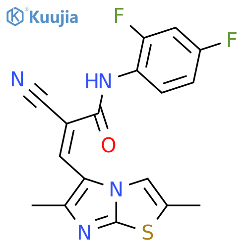 (Z)-2-cyano-N-(2,4-difluorophenyl)-3-(2,6-dimethylimidazo[2,1-b][1,3]thiazol-5-yl)prop-2-enamide structure