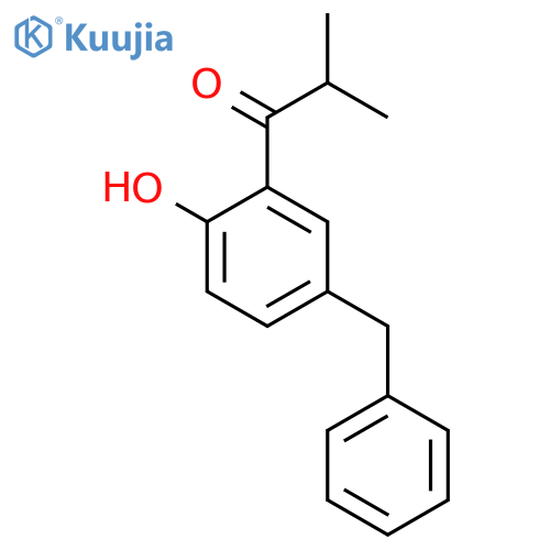 1-(5-benzyl-2-hydroxyphenyl)-2-methylpropan-1-one structure