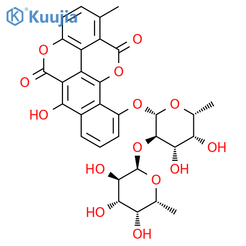 Benzo[h][1]benzopyrano[5,4,3-cde][1]benzopyran-5,12-dione,10-[[6-deoxy-2-O-(6-deoxy-a-D-galactopyranosyl)-b-D-galactopyranosyl]oxy]-6-hydroxy-1-methyl- (9CI) structure