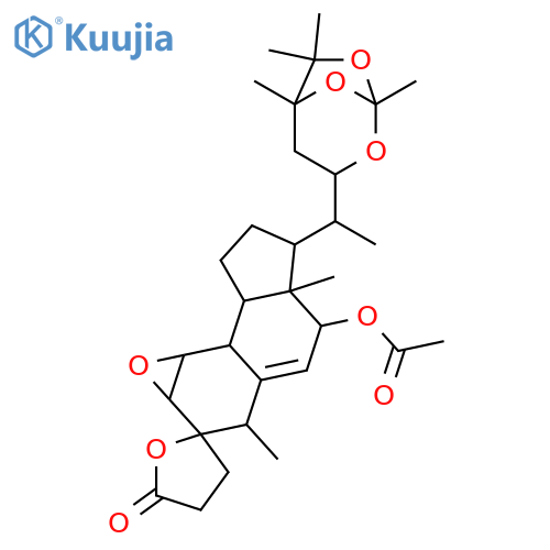Spiro[2H-cyclopenta[7,8]naphth[1,2-b]oxirene-2,2'(5'H)-furan]-5'-one,5-(acetyloxy)-1a,3,3',4',5,5a,6,7,8,8a,8b,8c-dodecahydro-3,5a-dimethyl-6-[(1S)-1-[(1S,3R,5R)-1,5,6,6-tetramethyl-2,7,8-trioxabicyclo[3.2.1]oct-3-yl]ethyl]-,(1aS,2R,3S,5S,5aR,6R,8aS,8bS,8cS)- structure