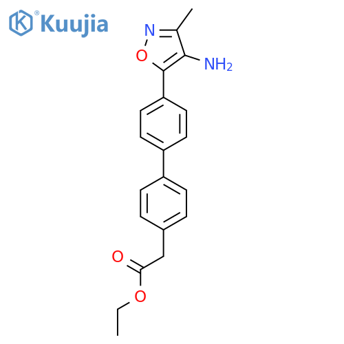 Ethyl 2-[4-[4-(4-amino-3-methyl-1,2-oxazol-5-yl)phenyl]phenyl]acetate structure