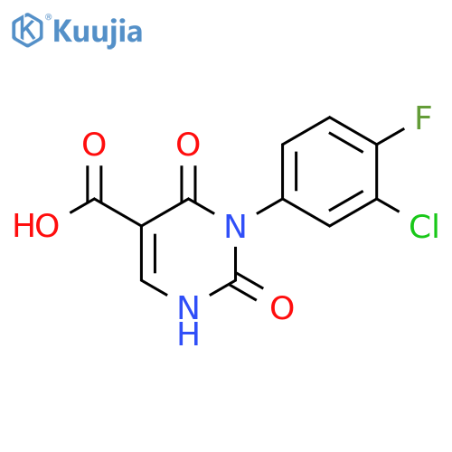 3-(3-chloro-4-fluorophenyl)-2,4-dioxo-1,2,3,4-tetrahydropyrimidine-5-carboxylic acid structure