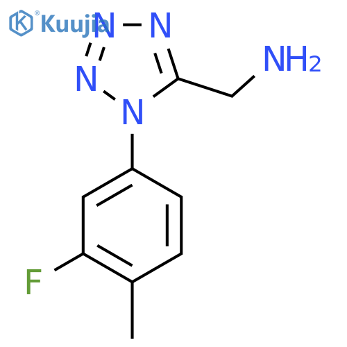 1-(3-fluoro-4-methylphenyl)-1H-1,2,3,4-tetrazol-5-ylmethanamine structure