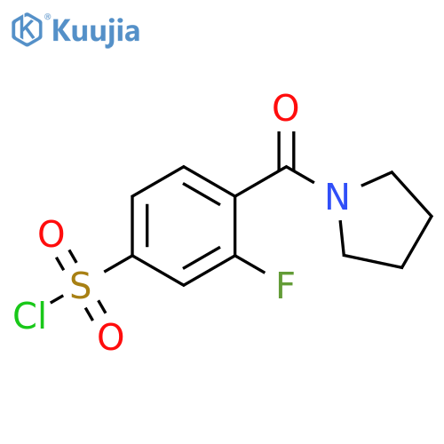 3-fluoro-4-(pyrrolidine-1-carbonyl)benzene-1-sulfonyl chloride structure