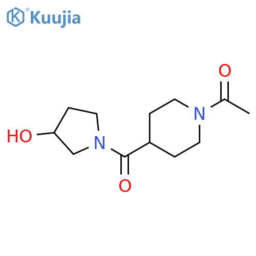 1-(4-(3-hydroxypyrrolidine-1-carbonyl)piperidin-1-yl)ethan-1-one structure