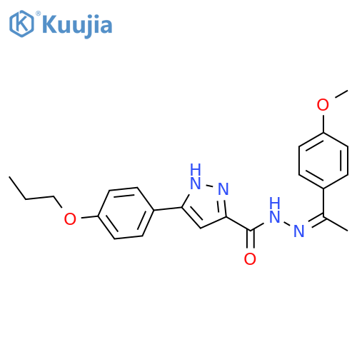 N'-(1Z)-1-(4-methoxyphenyl)ethylidene-3-(4-propoxyphenyl)-1H-pyrazole-5-carbohydrazide structure