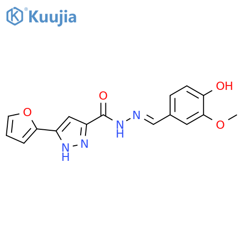 3-(furan-2-yl)-N'-[(1E)-(4-hydroxy-3-methoxyphenyl)methylidene]-1H-pyrazole-5-carbohydrazide structure