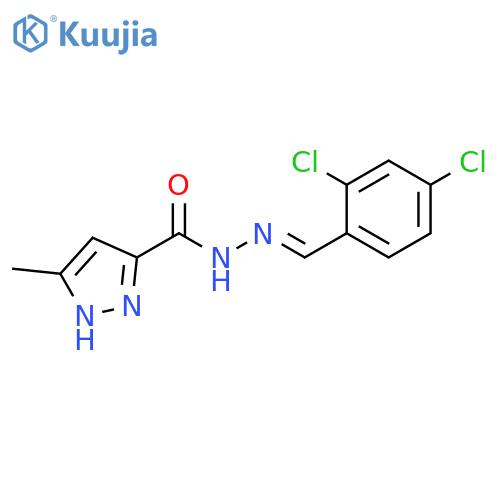 N'-(1E)-(2,4-dichlorophenyl)methylidene-3-methyl-1H-pyrazole-5-carbohydrazide structure