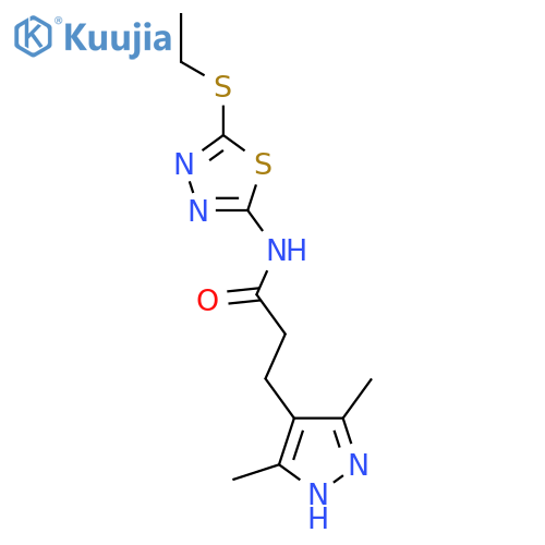3-(3,5-dimethyl-1H-pyrazol-4-yl)-N-5-(ethylsulfanyl)-1,3,4-thiadiazol-2-ylpropanamide structure