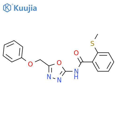 2-(methylsulfanyl)-N-5-(phenoxymethyl)-1,3,4-oxadiazol-2-ylbenzamide structure