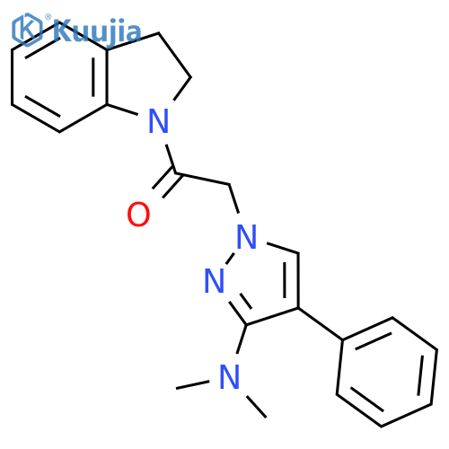 2-(3-(dimethylamino)-4-phenyl-1H-pyrazol-1-yl)-1-(indolin-1-yl)ethanone structure