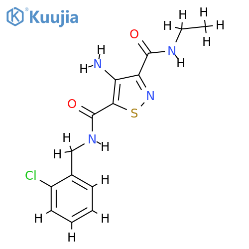 4-amino-N5-(2-chlorophenyl)methyl-N3-ethyl-1,2-thiazole-3,5-dicarboxamide structure