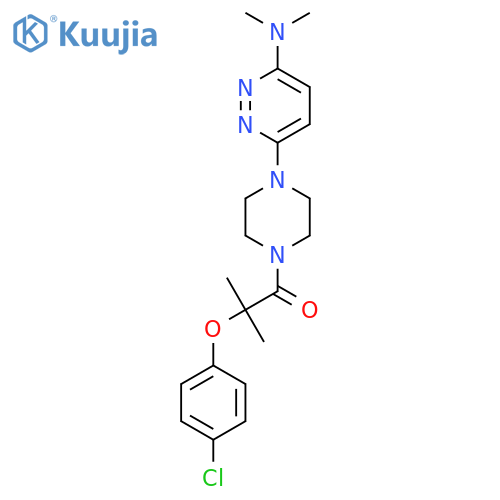 2-(4-chlorophenoxy)-1-{4-[6-(dimethylamino)pyridazin-3-yl]piperazin-1-yl}-2-methylpropan-1-one structure