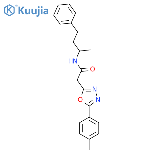 2-5-(4-methylphenyl)-1,3,4-oxadiazol-2-yl-N-(4-phenylbutan-2-yl)acetamide structure