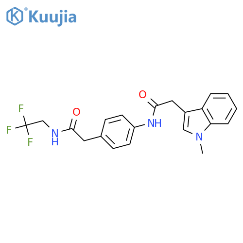 2-{4-[2-(1-methyl-1H-indol-3-yl)acetamido]phenyl}-N-(2,2,2-trifluoroethyl)acetamide structure