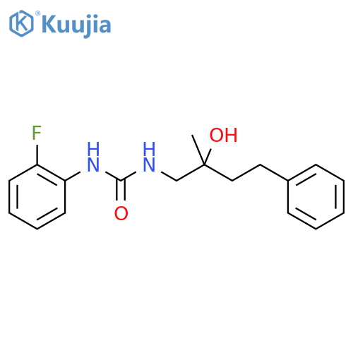 3-(2-fluorophenyl)-1-(2-hydroxy-2-methyl-4-phenylbutyl)urea structure