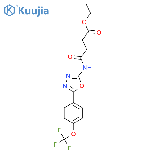 ethyl 3-({5-4-(trifluoromethoxy)phenyl-1,3,4-oxadiazol-2-yl}carbamoyl)propanoate structure