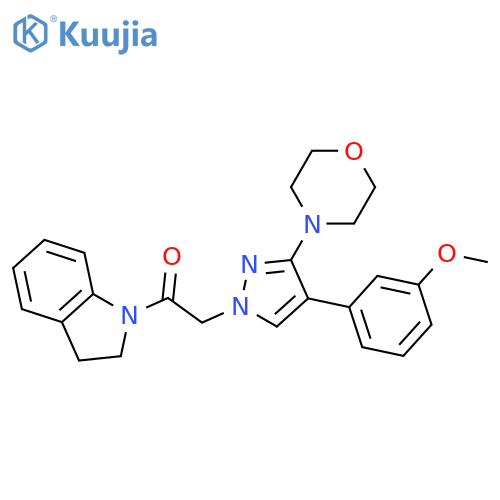 1-(2,3-dihydro-1H-indol-1-yl)-2-[4-(3-methoxyphenyl)-3-(morpholin-4-yl)-1H-pyrazol-1-yl]ethan-1-one structure