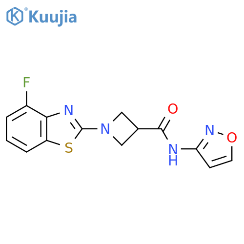1-(4-fluoro-1,3-benzothiazol-2-yl)-N-(1,2-oxazol-3-yl)azetidine-3-carboxamide structure