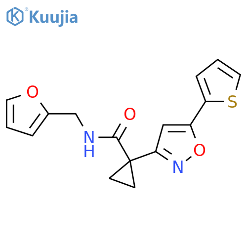 N-(furan-2-yl)methyl-1-5-(thiophen-2-yl)-1,2-oxazol-3-ylcyclopropane-1-carboxamide structure