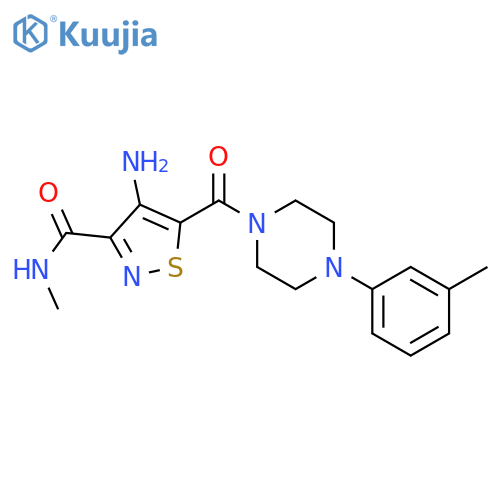 4-amino-N-methyl-5-4-(3-methylphenyl)piperazine-1-carbonyl-1,2-thiazole-3-carboxamide structure