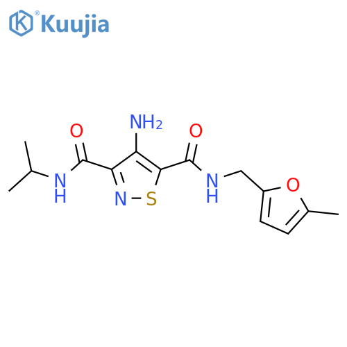 4-amino-N5-(5-methylfuran-2-yl)methyl-N3-(propan-2-yl)-1,2-thiazole-3,5-dicarboxamide structure