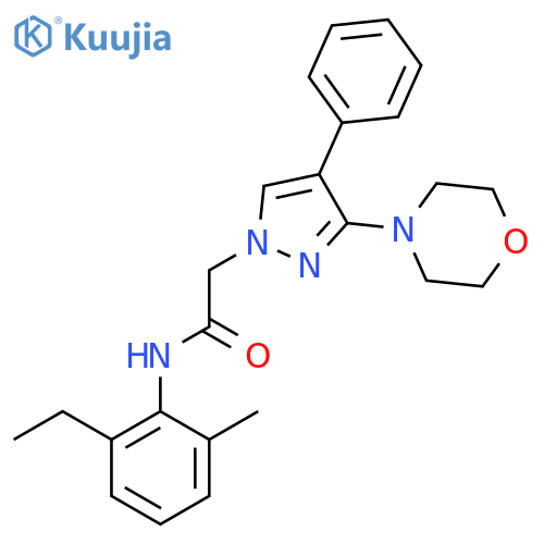 N-(2-ethyl-6-methylphenyl)-2-3-(morpholin-4-yl)-4-phenyl-1H-pyrazol-1-ylacetamide structure