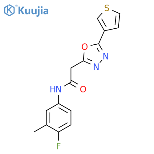 N-(4-fluoro-3-methylphenyl)-2-5-(thiophen-3-yl)-1,3,4-oxadiazol-2-ylacetamide structure