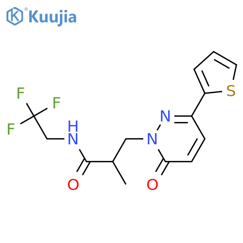 2-methyl-3-[6-oxo-3-(thiophen-2-yl)-1,6-dihydropyridazin-1-yl]-N-(2,2,2-trifluoroethyl)propanamide structure