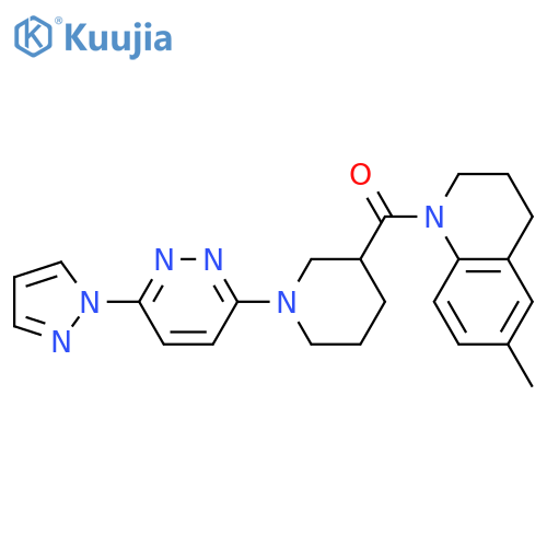 6-methyl-1-{1-[6-(1H-pyrazol-1-yl)pyridazin-3-yl]piperidine-3-carbonyl}-1,2,3,4-tetrahydroquinoline structure