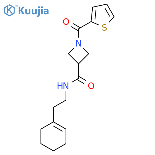 N-2-(cyclohex-1-en-1-yl)ethyl-1-(thiophene-2-carbonyl)azetidine-3-carboxamide structure