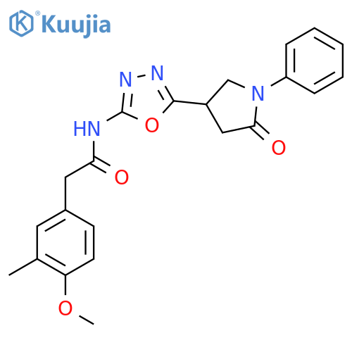 2-(4-methoxy-3-methylphenyl)-N-5-(5-oxo-1-phenylpyrrolidin-3-yl)-1,3,4-oxadiazol-2-ylacetamide structure