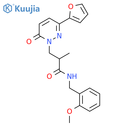 3-[3-(furan-2-yl)-6-oxo-1,6-dihydropyridazin-1-yl]-N-[(2-methoxyphenyl)methyl]-2-methylpropanamide structure