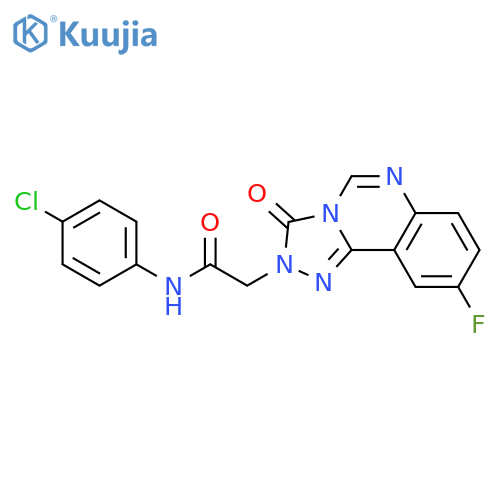 N-(4-chlorophenyl)-2-{9-fluoro-3-oxo-2H,3H-1,2,4triazolo4,3-cquinazolin-2-yl}acetamide structure
