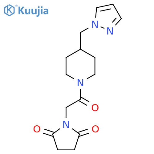 1-(2-oxo-2-{4-(1H-pyrazol-1-yl)methylpiperidin-1-yl}ethyl)pyrrolidine-2,5-dione structure