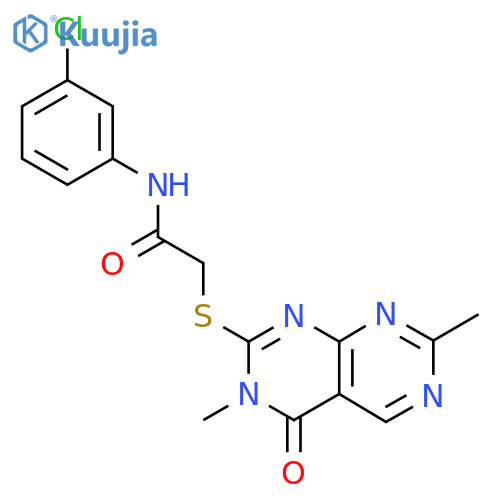 N-(3-chlorophenyl)-2-({3,7-dimethyl-4-oxo-3H,4H-1,3diazino4,5-dpyrimidin-2-yl}sulfanyl)acetamide structure