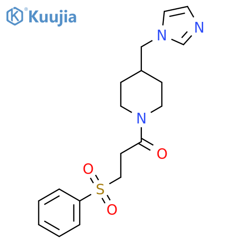 3-(benzenesulfonyl)-1-{4-(1H-imidazol-1-yl)methylpiperidin-1-yl}propan-1-one structure