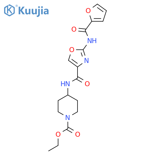 ethyl 4-2-(furan-2-amido)-1,3-oxazole-4-amidopiperidine-1-carboxylate structure