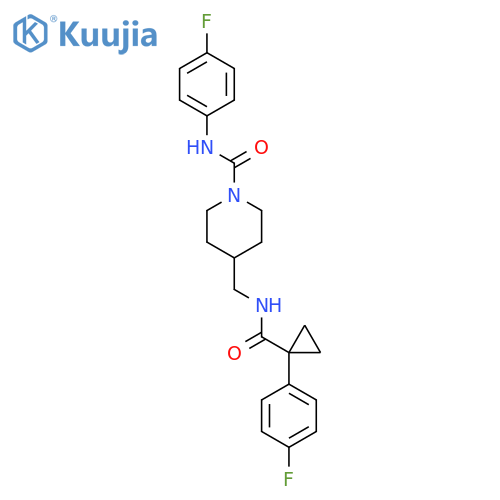 N-(4-fluorophenyl)-4-({1-(4-fluorophenyl)cyclopropylformamido}methyl)piperidine-1-carboxamide structure