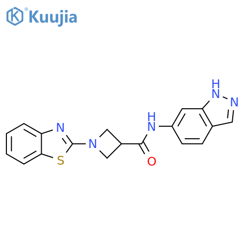1-(1,3-benzothiazol-2-yl)-N-(1H-indazol-6-yl)azetidine-3-carboxamide structure