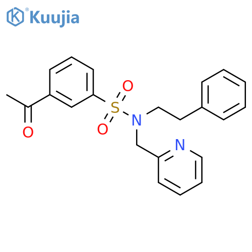 3-acetyl-N-(2-phenylethyl)-N-(pyridin-2-yl)methylbenzene-1-sulfonamide structure