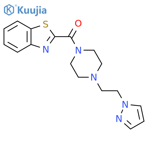2-{4-[2-(1H-pyrazol-1-yl)ethyl]piperazine-1-carbonyl}-1,3-benzothiazole structure