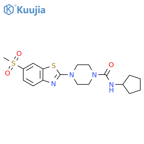 N-cyclopentyl-4-(6-methanesulfonyl-1,3-benzothiazol-2-yl)piperazine-1-carboxamide structure